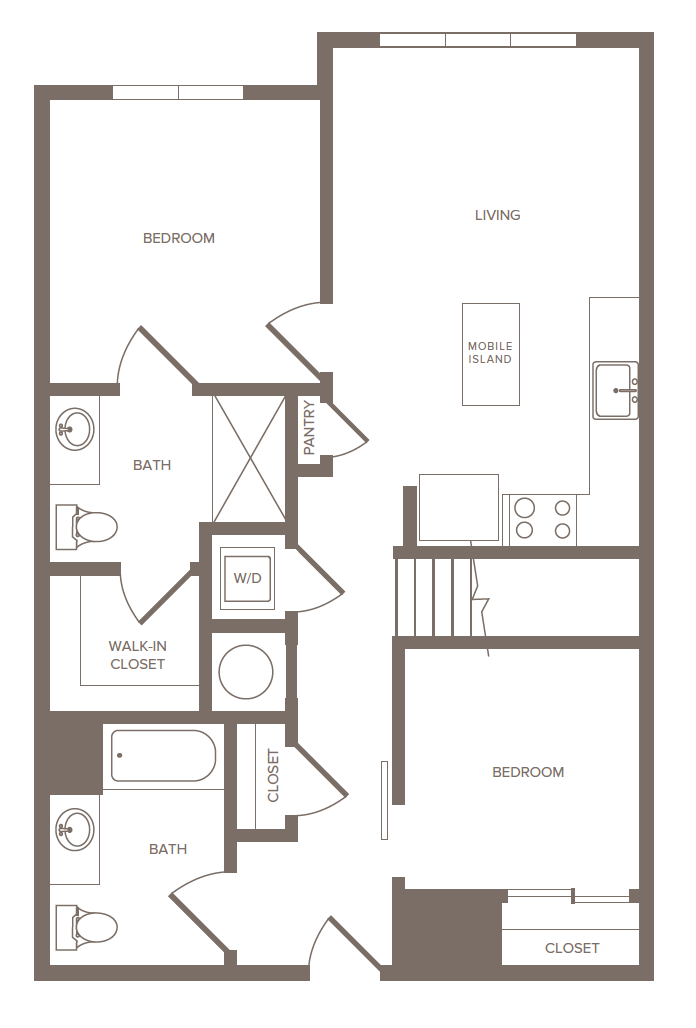 Floorplan for Apartment #2177, 1 bedroom unit at Halstead Parsippany